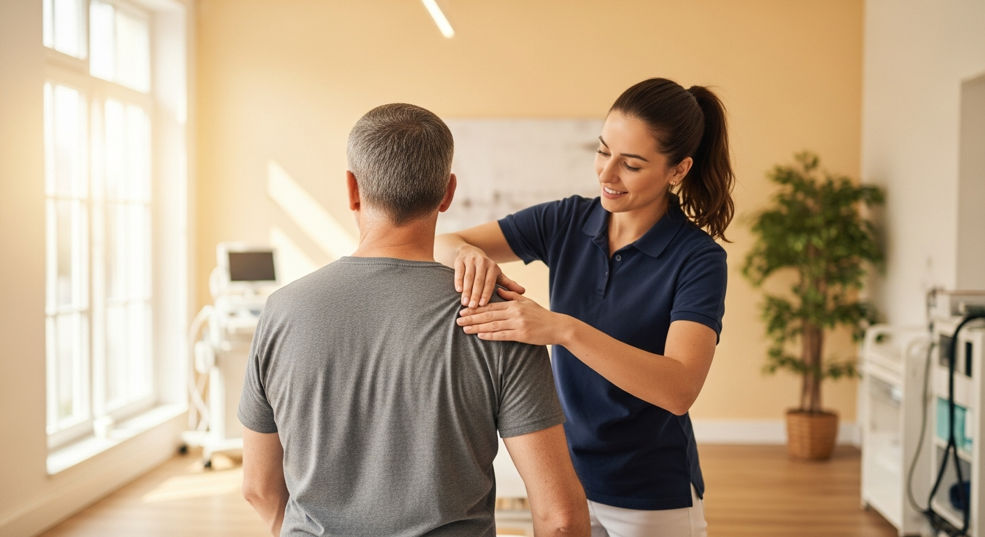 Physiotherapist treating a patient